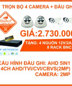 KIT 4 CAMERA +ĐẦU GHI AHD 2MP